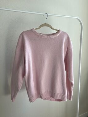 100% Cotton Vintage Crewneck Sweater - Light Pink